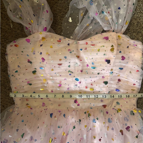 ✨ Unique Vintage Pink Iridescent Heart Party Dress | Size 10/12 ✨ - Picture 5 of 6